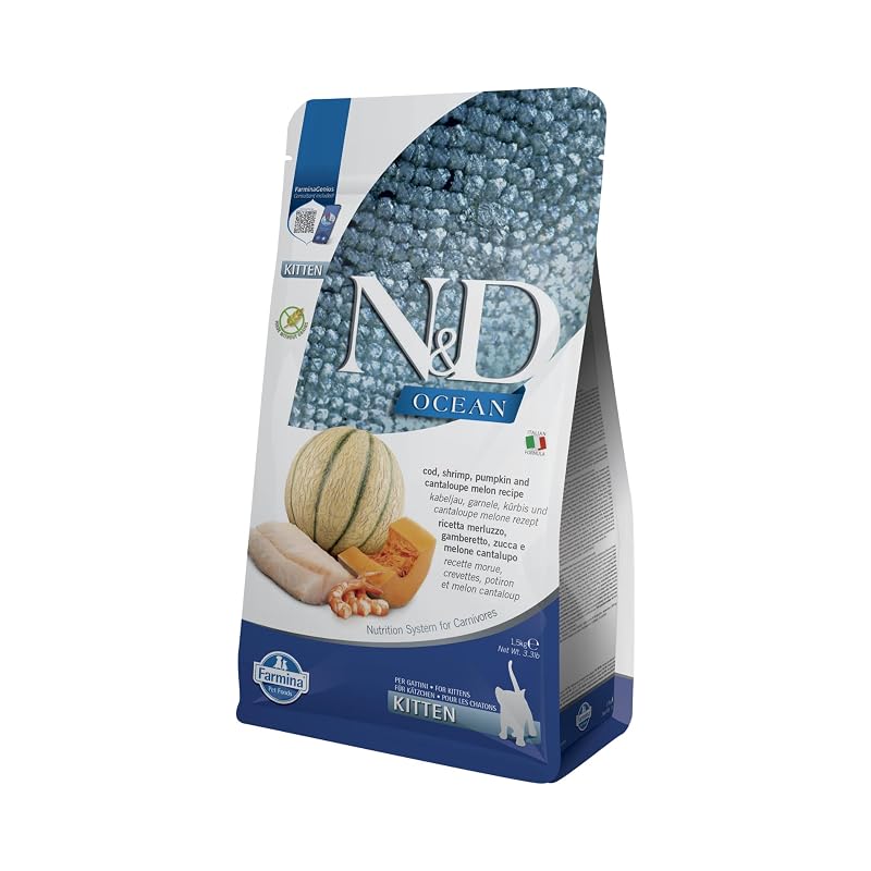 Ração seca para gatos filhotes N&D Cod, Camarão, Abóbora e Melão 1,5 kg