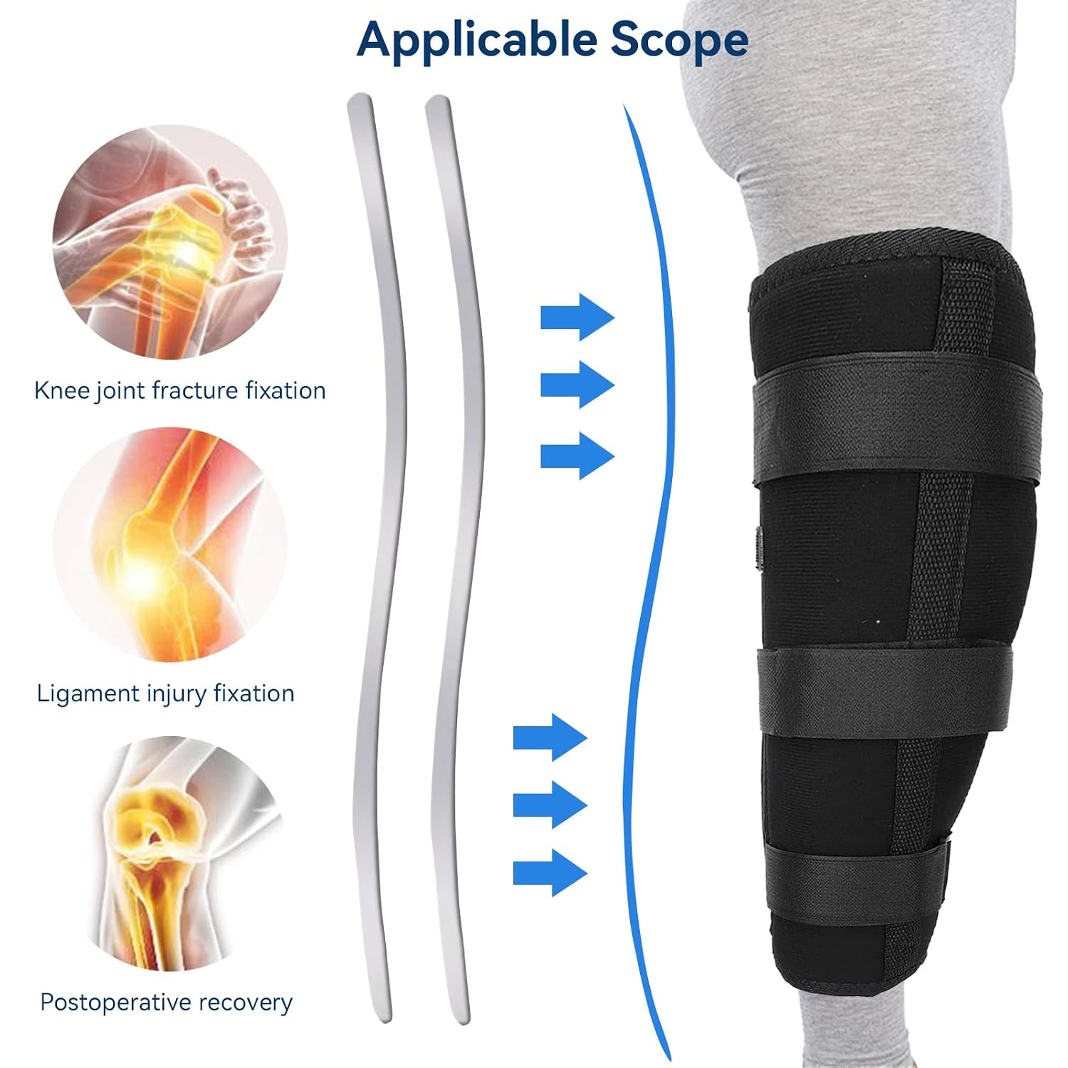 Calf Fixed Stabilizer, Comfortable Calf Support Strap Splint Tibia and Fibula Protector Shank Fracture Fixation Strap for Men and Women (L)