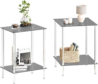 Tempered Clear Acrylic Side Tables Set
