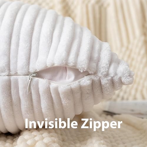 Miniatura 730 de UGASA - Juego de 2 fundas de almohada de terciopelo a rayas, funda decorativa para cojín con cremallera oculta para el hogar, sofá, dormitorio,