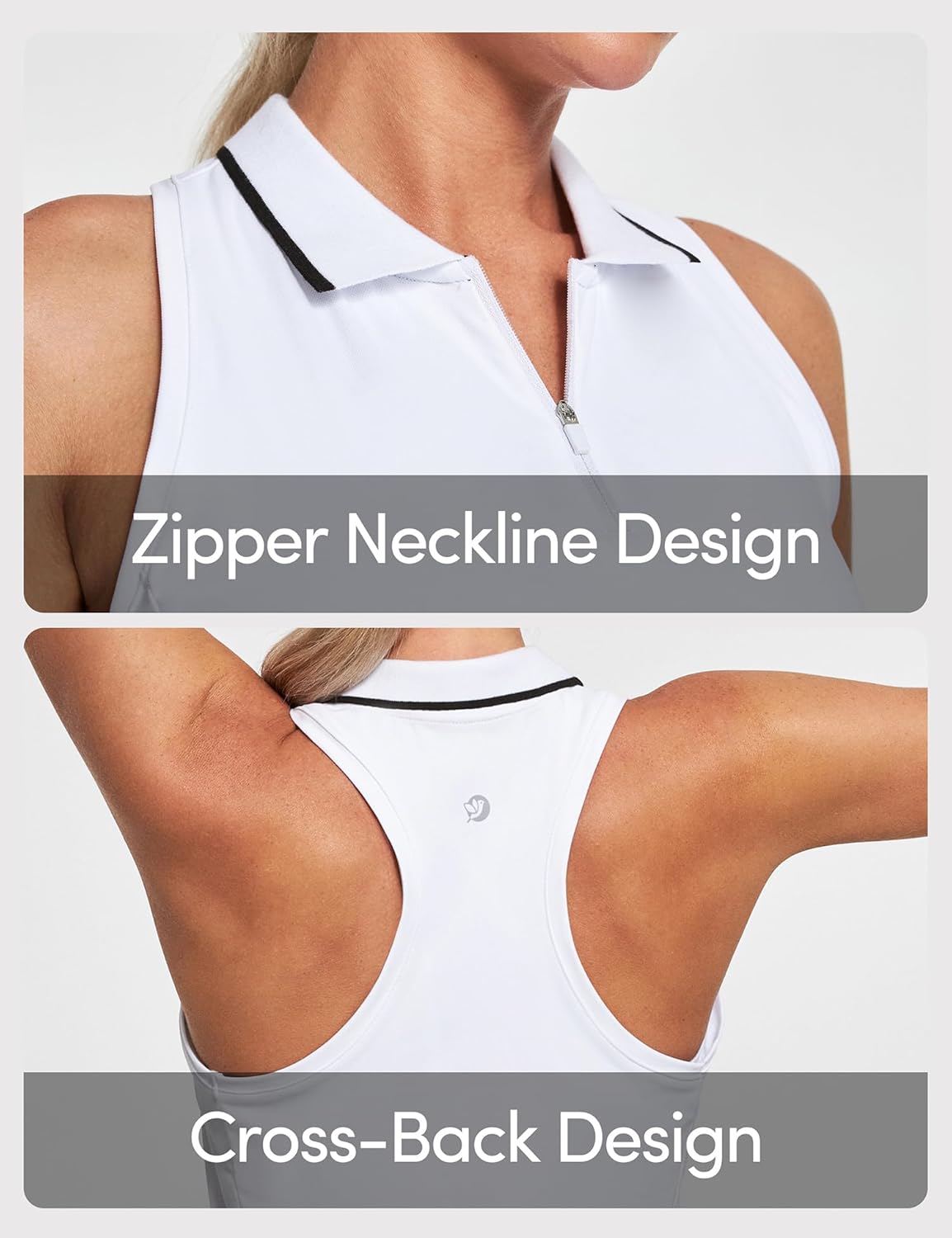 IUGA Women's Golf Shirts Sleeveless UPF 50+ Tennis Athletic Polo Shirts for Women with Collar Quick Dry Tank Tops - Image 4