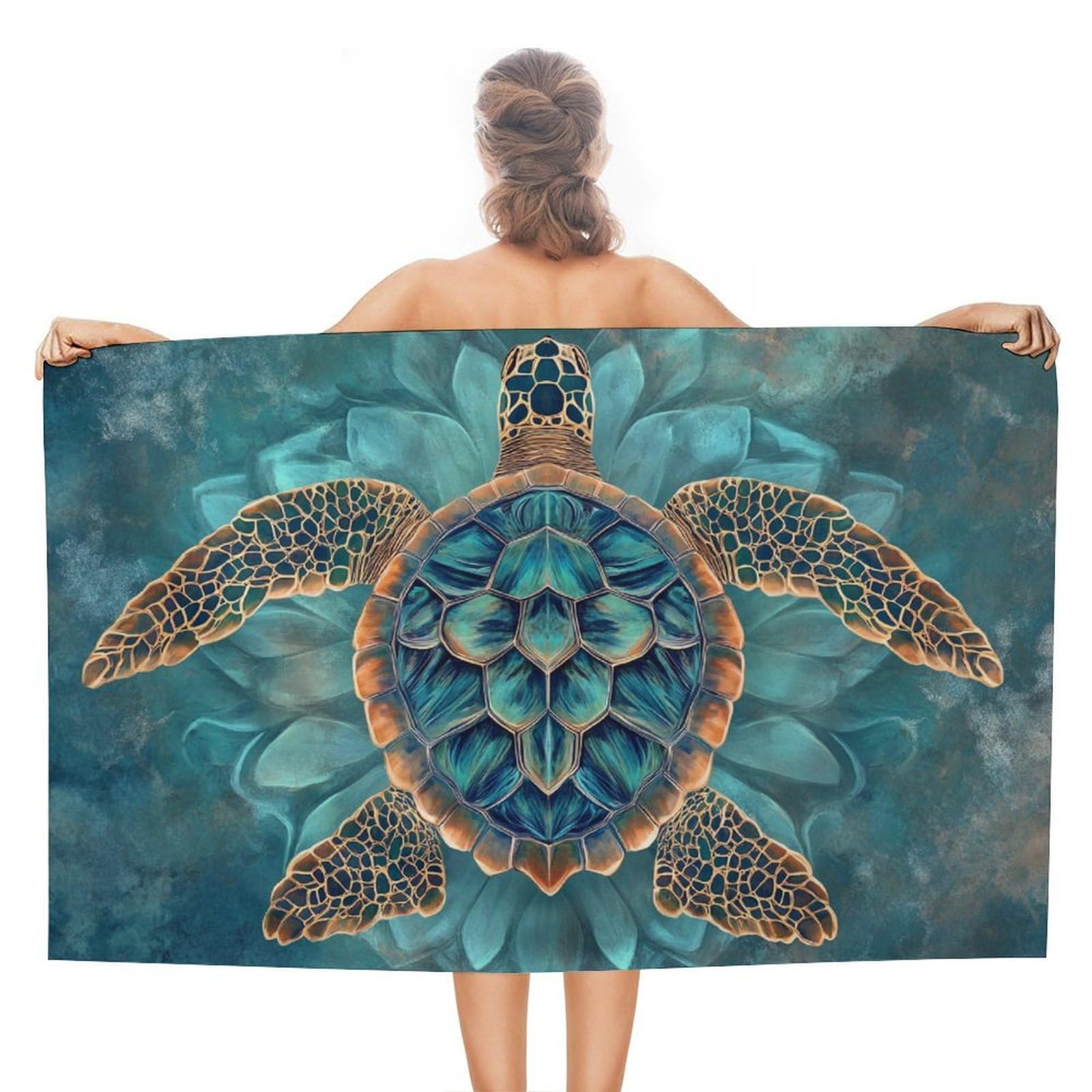 LSRCPD Sea Turtle Mandala-style Beach Towel Sand Free Microfiber Large Shower Towels Multipurpose Absorbent for Bathroom Pool 130x80 CM