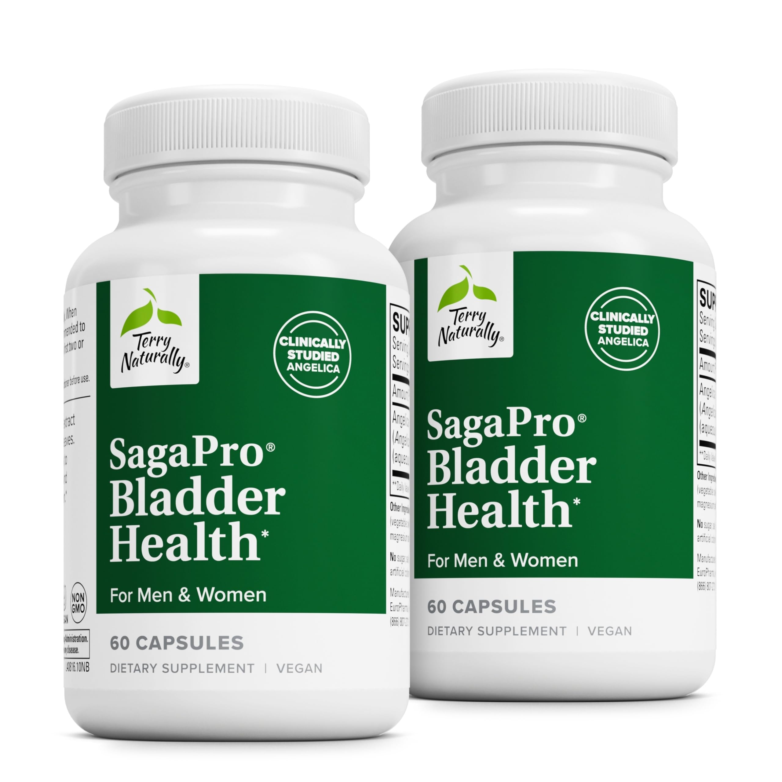 Terry Naturally SagaPro Bladder Health - 100 mg Angelica Archangelica  60 Vegan Capsules - Bladder Strength & Function Support For Men & Women - Non-GMO  Gluten-Free - 60 Servings