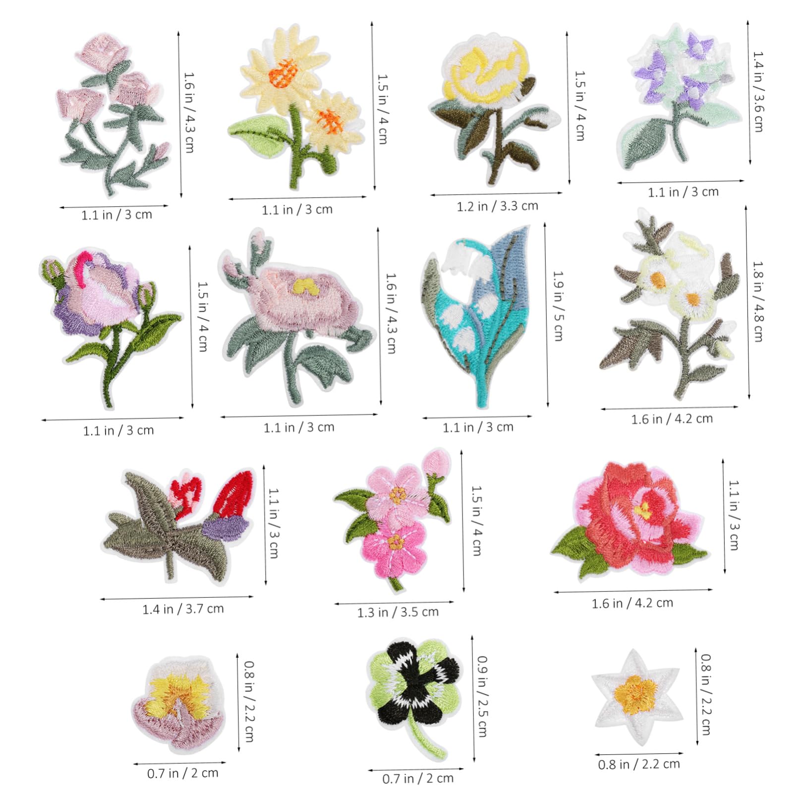 STOBOK 70piezas Parches De Flores Bordadas Para Ropa Apliques Termoadhesivos Para Jeans Chaquetas Sombreros y Zapatos Reparación y