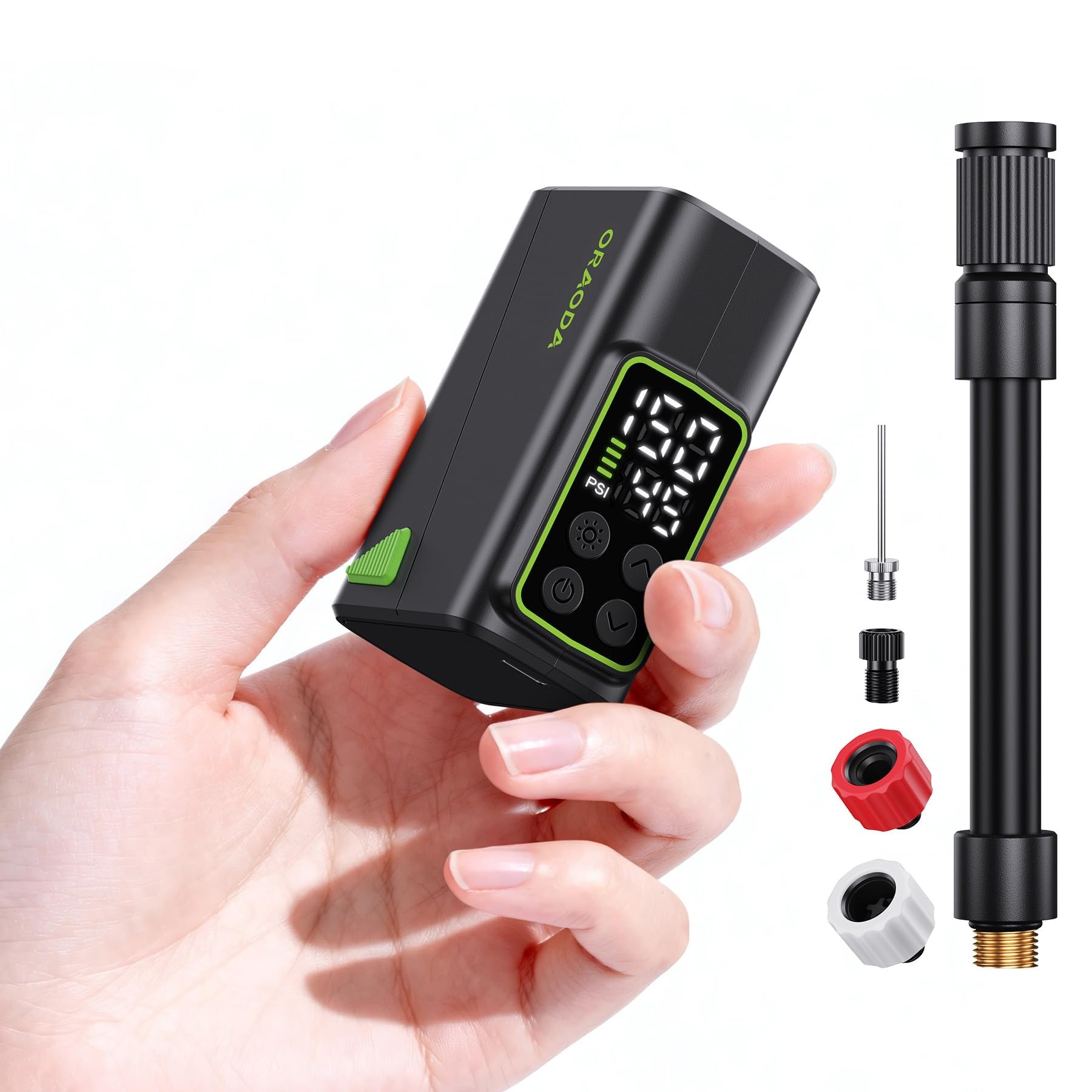 Mini pompe à vélo électrique portable 150 PSI rechargeable de poche avec double indicateur LED et valve d'arrêt automatique