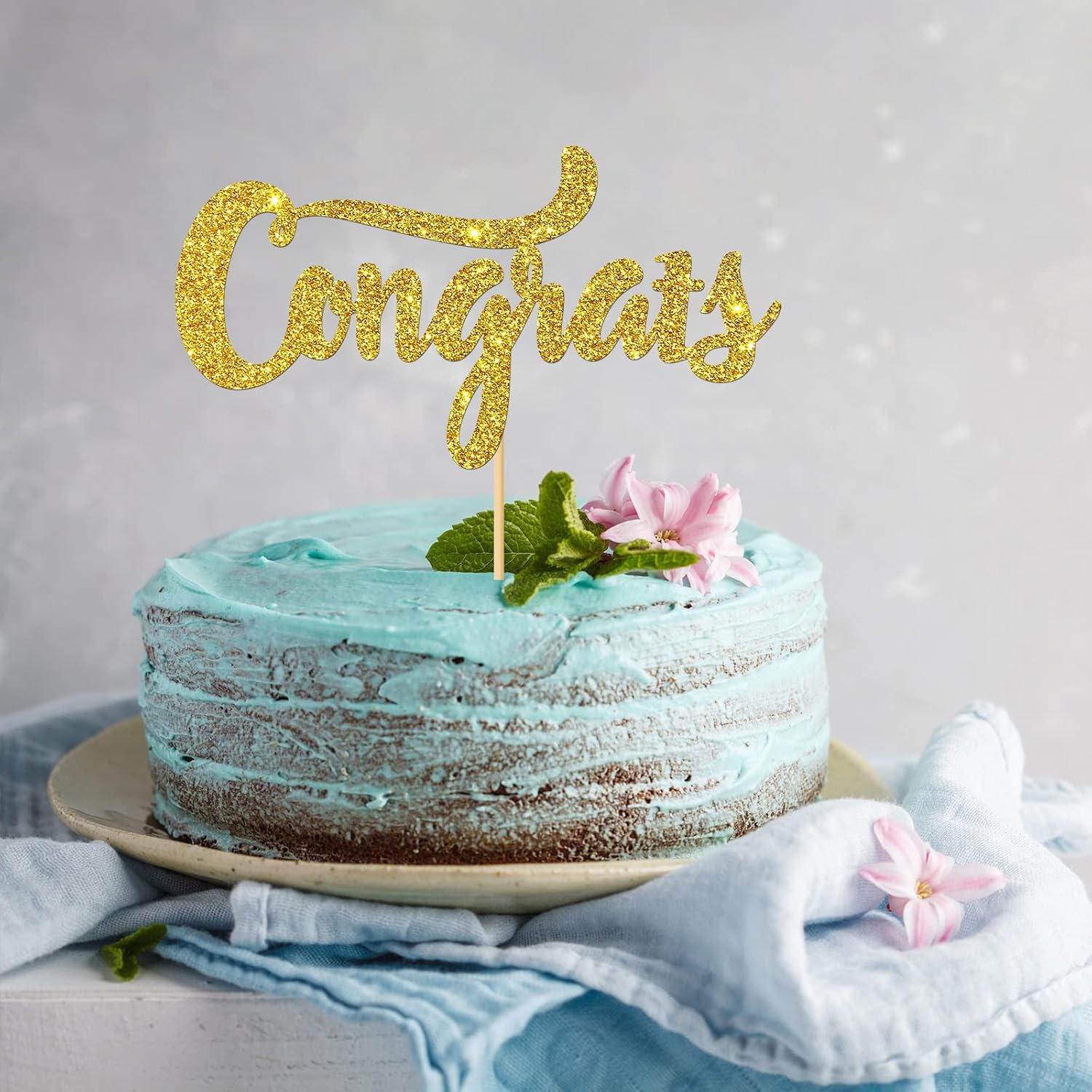 Gold Glitter Congrats Cake Topper/Congrats Grad/Class of 2026 / College Grad/Congratulations/MBA Graduation Party Decorations