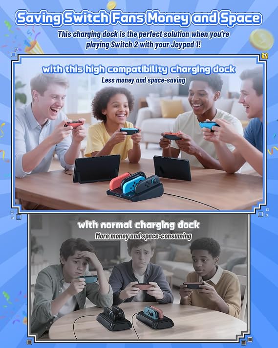 FASTSNAIL 8-in-1 Charging Dock for Nintendo Switch2 & Switch 1/ OLED Joypad