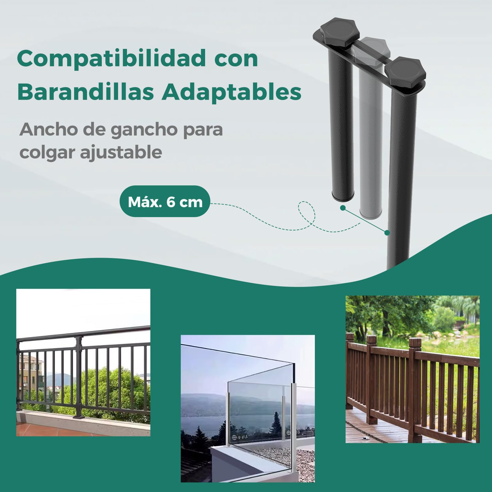 COSTWAY Mesa Colgante de Balcón,Mesa Plegable con Barandilla, Estructura de Metal Carga hasta 20kg, 60,5x40,5cm (Altura Fija)