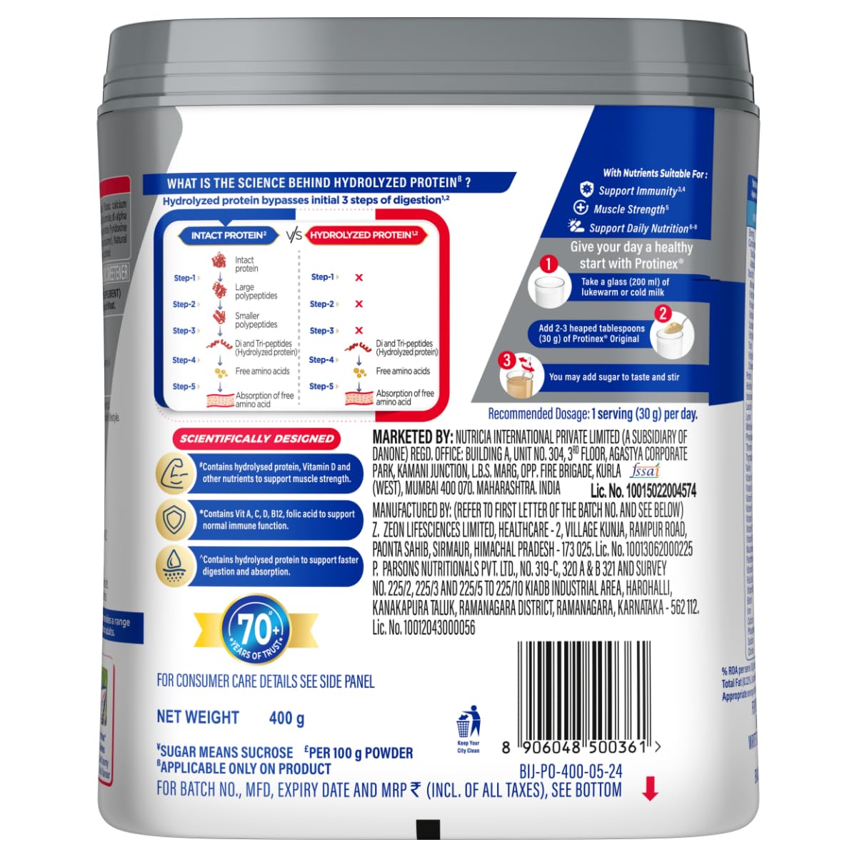 Protinex Nutritional Protein Rich Mix For Adults-(Original, 400 Gms, Jar) With Vital Nutrients To Support Faster Absorbation & Immunity Powder — Amazon image 2
