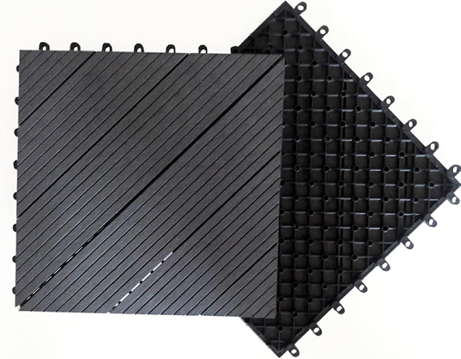 XAZLBIW Interlocking Deck Tiles 30x30cm, Outdoor Flooring Acacia Wood Patio Tiles, Waterproof Decking for Balcony Backyard, Indoor and Use J 11pcs