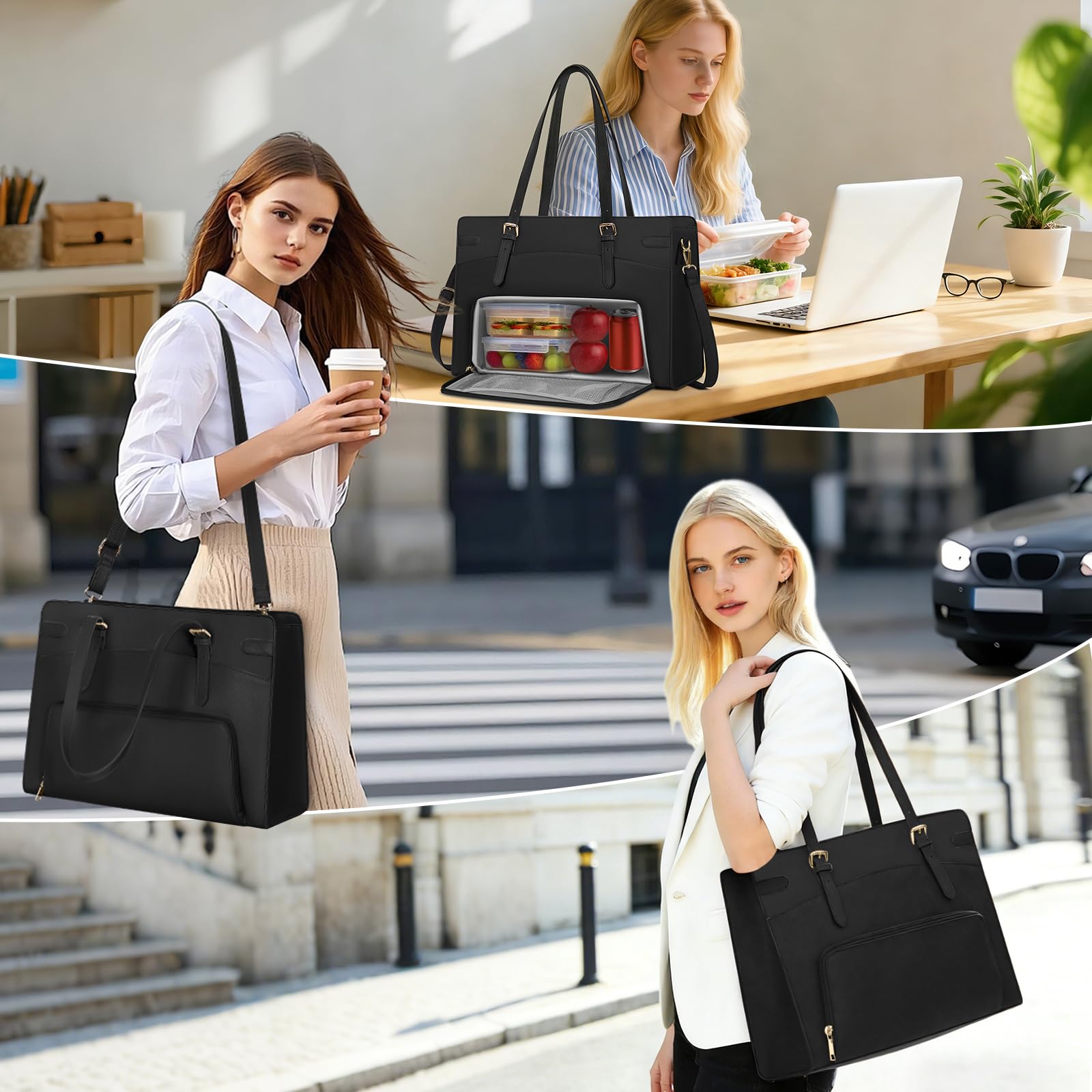 RAINSMORE Arbeitstasche Damen mit Isolierted Kühlfach Shopper Damen