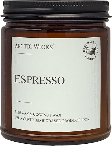 Espresso Arctic Wicks Handmade Scented Coconut Beeswax Candles Natural Coconut Beeswax 9oz Amber Jar Farmhouse Candle Premium Wax Non-Toxic Clean Espresso Arctic Wicks Handmade Scented Coconut Beeswax Candles Natural Coconut Beeswax 9oz Amber Jar Farmhouse Candle Premium Wax Non-Toxic Clean