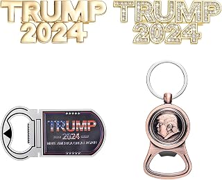 Donald Trump Merchandise 2024 Fathers Day Christmas or Birthday Gifts for Men Women Mom Dad Husband or Wife, 2 Brooch Pins and 2 Bottle Openers
