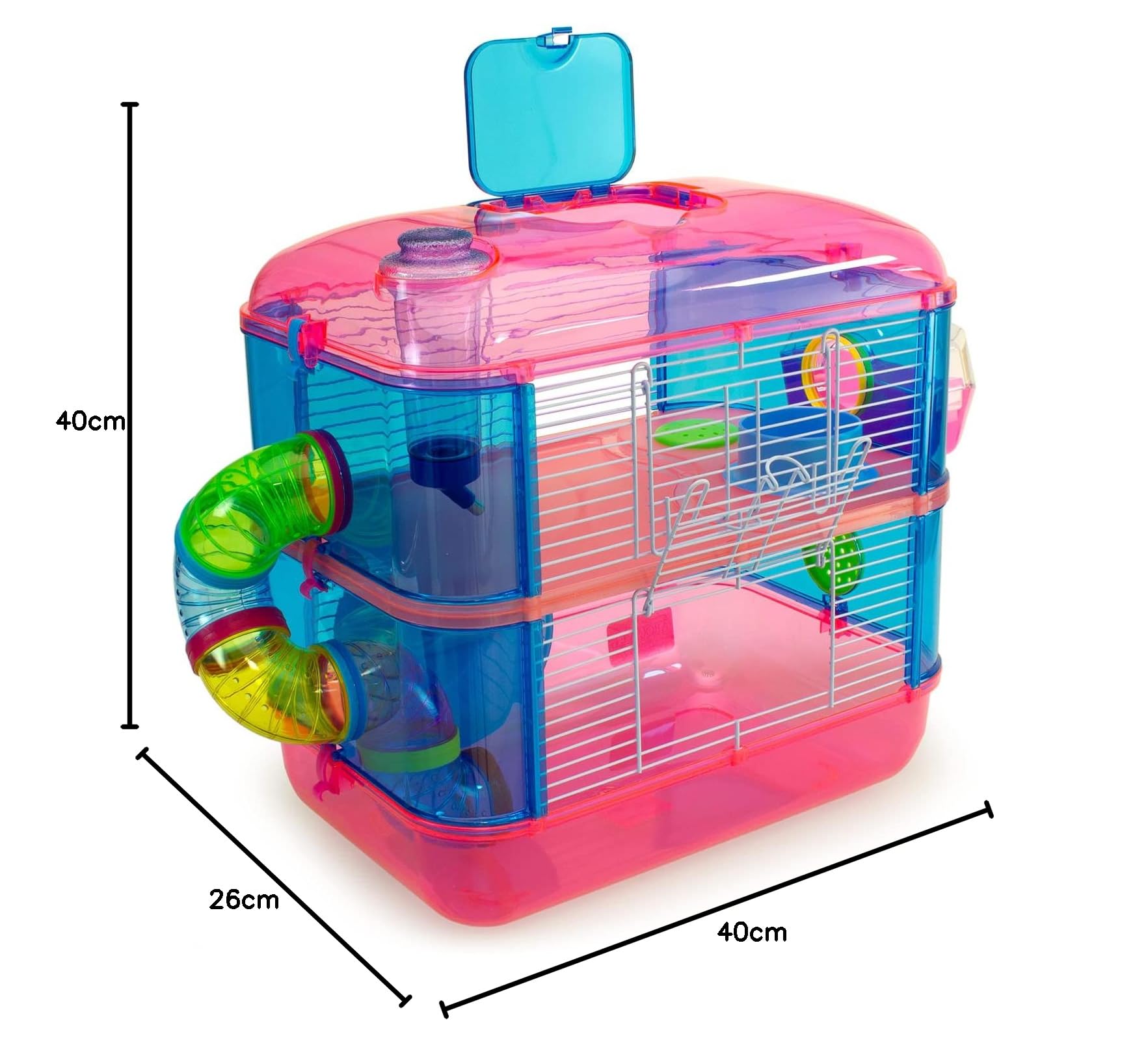 ARQUIVET Gabbia per piccoli roditori "Tenerife" - Casetta per criceti, topi, piccoli animali - Plastica resistente - Due piani - 40 x 26 x 40 cm