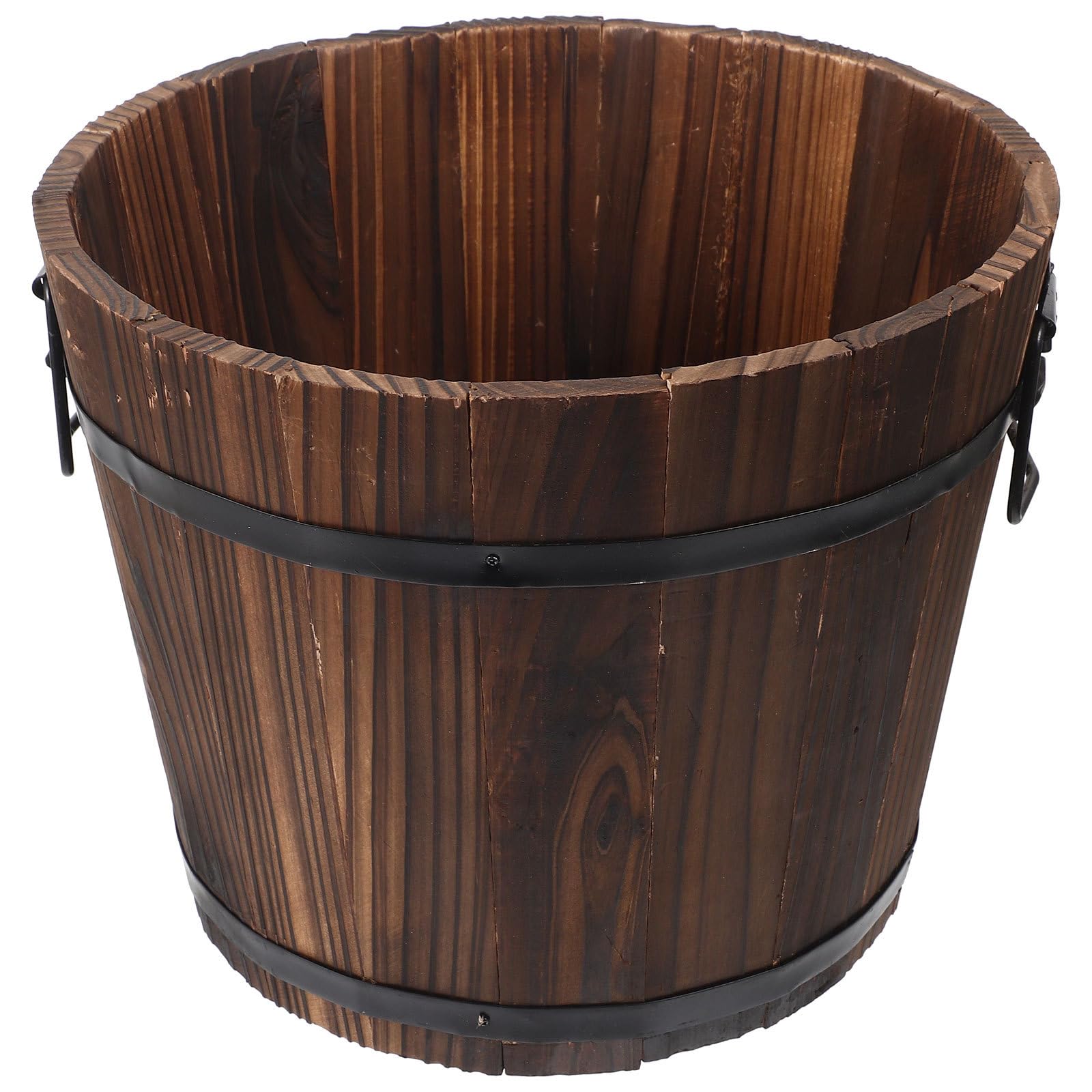 Pot de fleurs en bois massif anti-corrosion, seau rétro durable pour plantes