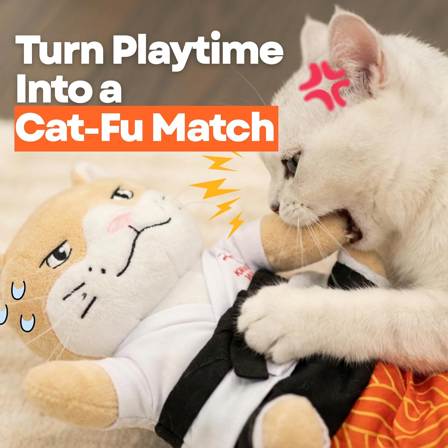 Cat Puppet Toy with Arm Sleeve – Boxing & Arm Wrestling Glove for Cats with Realistic Movements, Catnip Pocket & Crinkle Ears