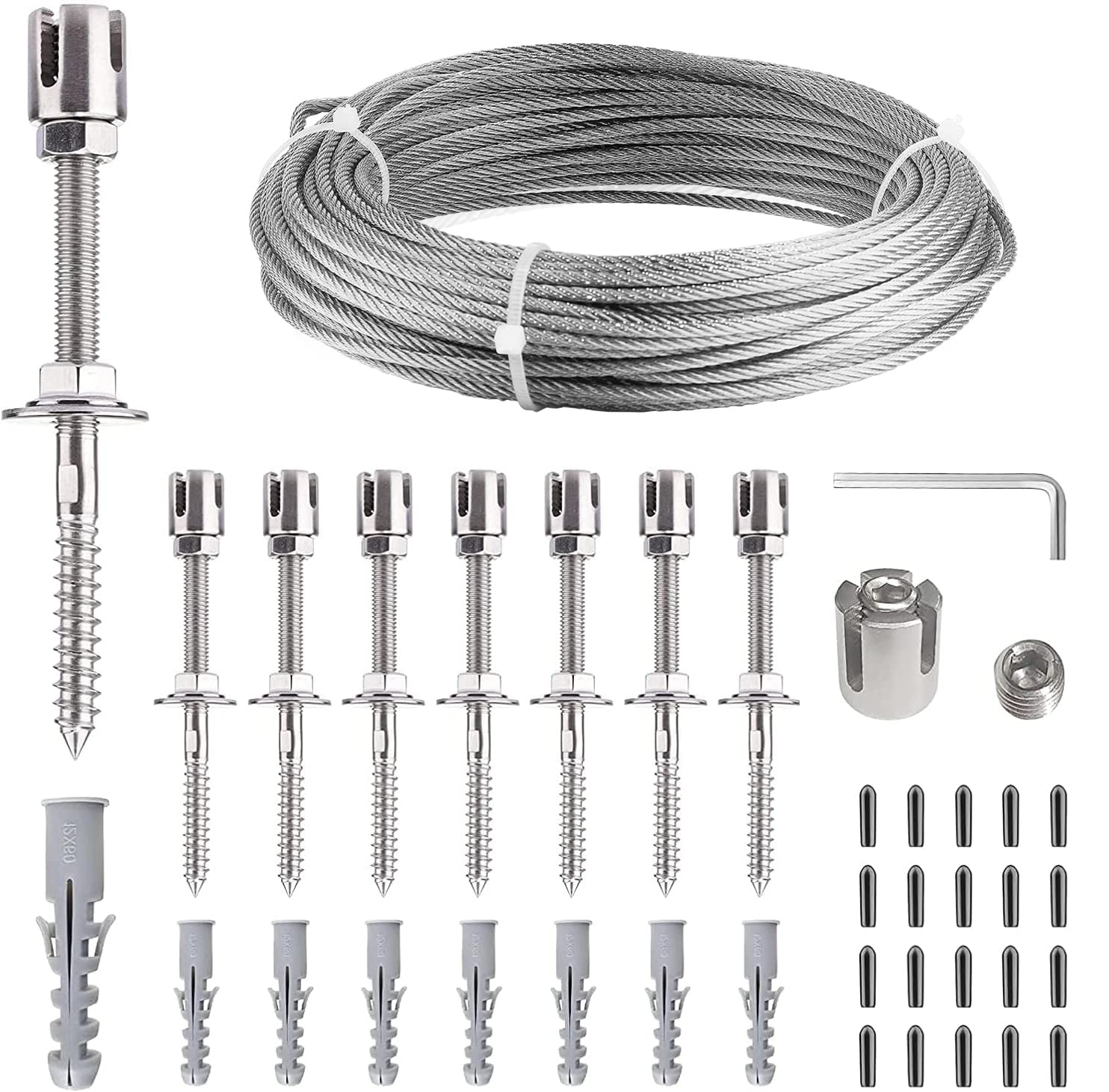 Support pour Plantes grimpantes Corde de 12 m, Support Treillis pour Plantes Grimpantes Kit avec Supports muraux et Corde de 3 mm, 8 Supports