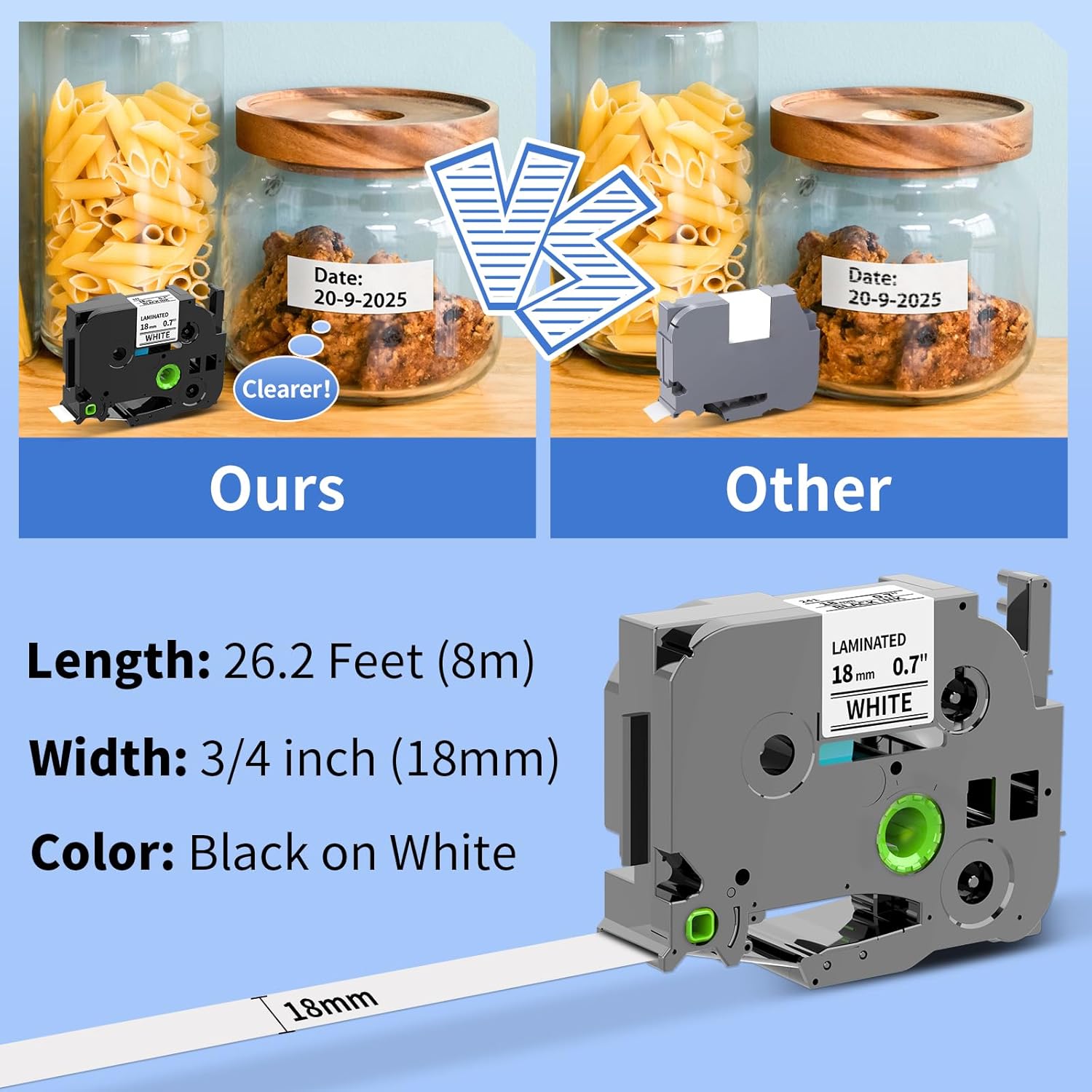 TZE-241 Tape 18mm Laminated White Replacement Compatible for Brother P-Touch TZe-241 3/4'' (0.70") Label Tape for Ptouch PTD400 PTD410 PT-D610BT PTD460BT Label Maker, 5 Pack - Image 8