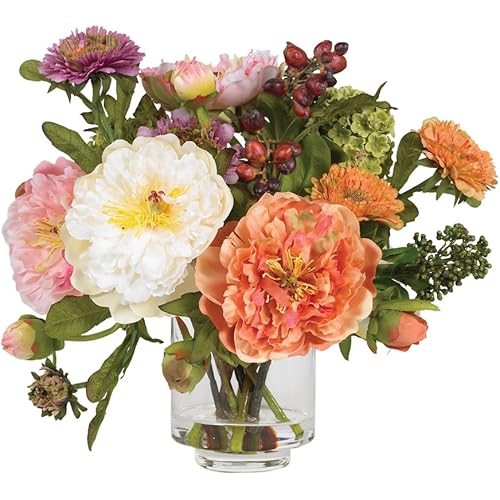 Nearly Natural 4689 Mini Peony Silk Arrangement,Assorted