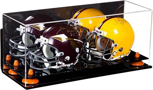 Miniatura 96 de Better Display Cases Acrílico 2 Mini casco de fútbol (no tamaño completo) vitrina con base de césped transparente (V46/A019)