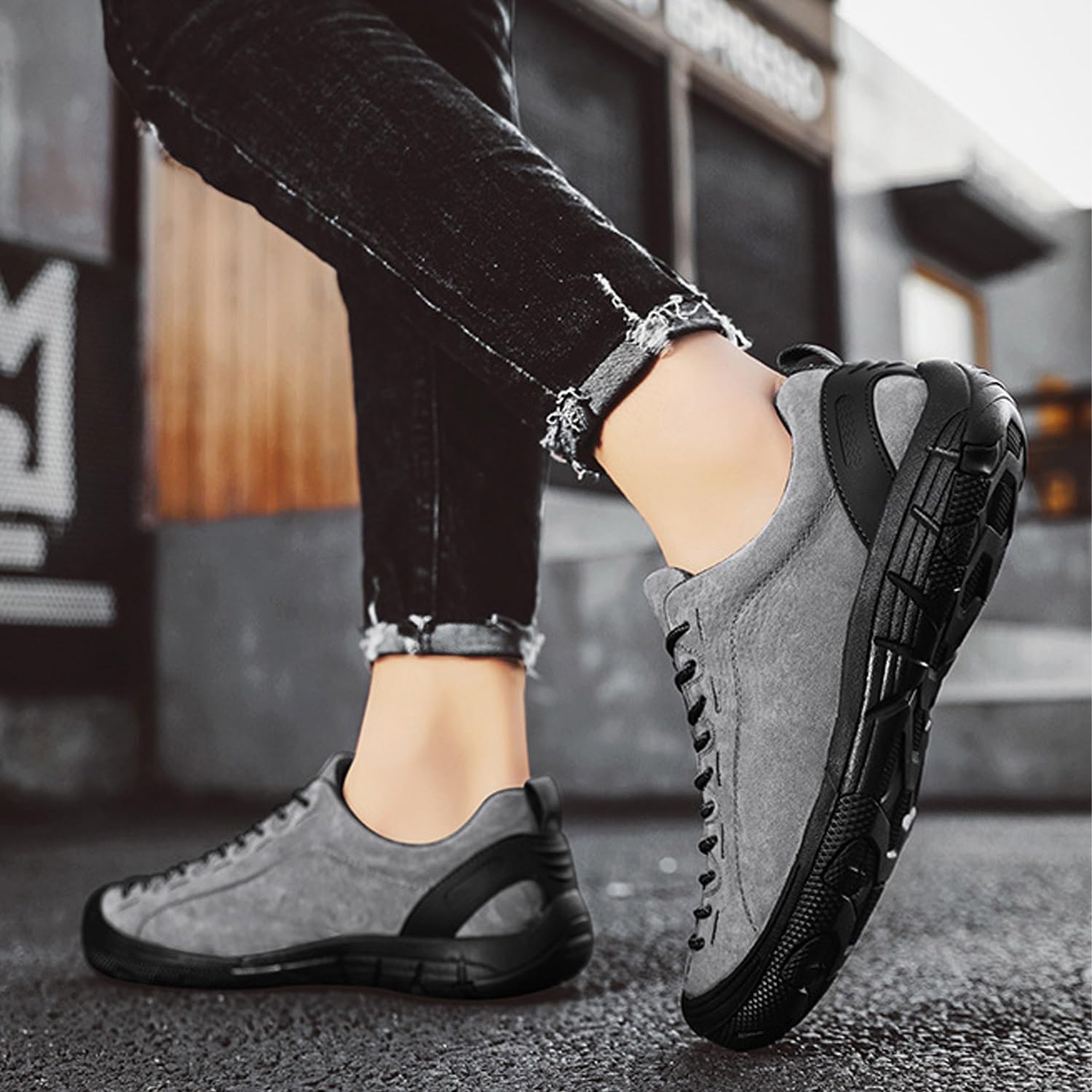 Męskie buty typu Oxford - Oddychające, sznurowane obuwie do chodzenia Na piesze wędrówki Podróże Casual Wspinaczka górska Czarny Brązowy Szary