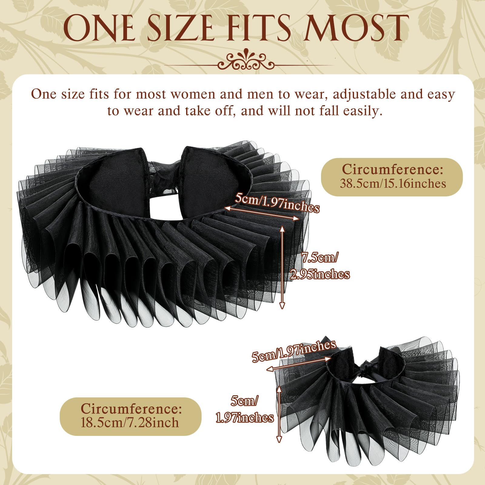 Geyoga Halloween Clown Collar and Cuffs Set Renaissance Elizabethan Neck Ruffle Collar Wrist Clown Cosplay Accessories