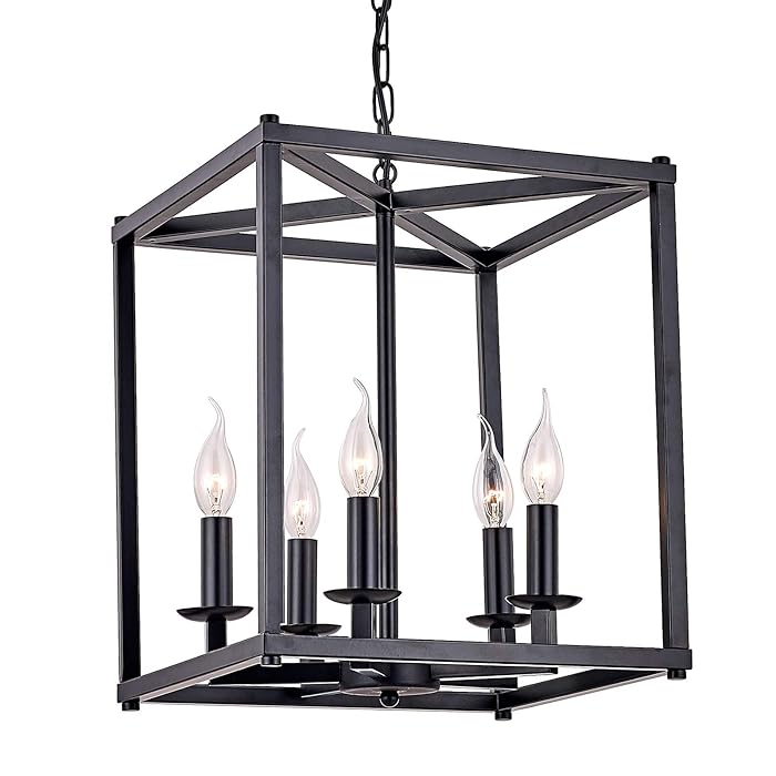 Buy Sivilynus 5 Lights Lantern Chandeliers Black Foyer Lighting