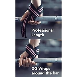 Fitgriff Lifting Wrist Straps for Weightlifting, Gym, Deadlift, Workout (Made of Premium Cotton & Padded) - Men & Women (XS, Black/Pink)