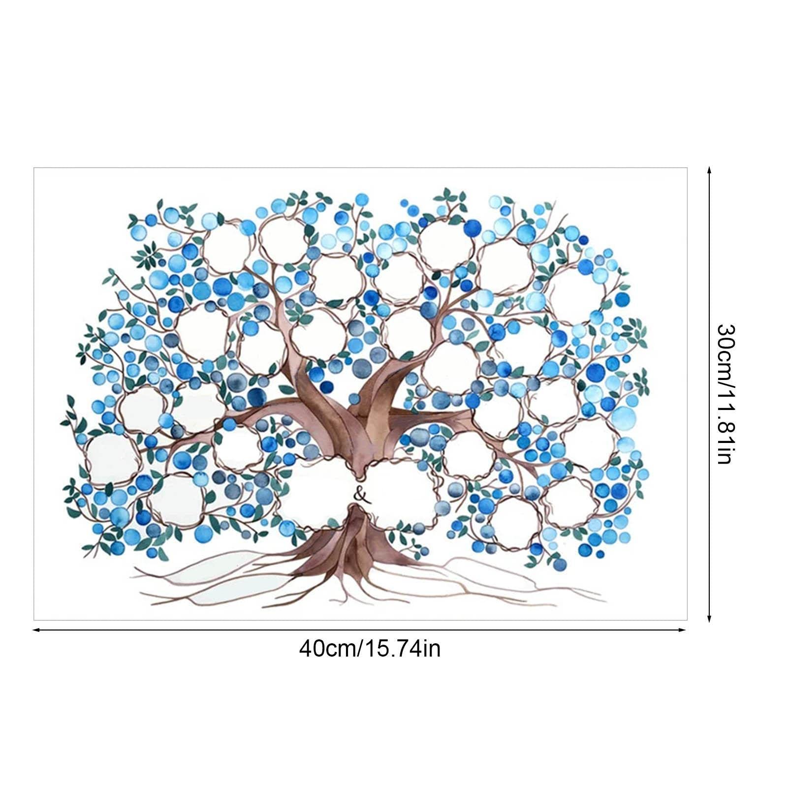 Cartel del árbol genealógico,Precioso Pared Genealógico - Regalos del árbol genealógico Familia Dibujo Acuarela Genealogía Imagen Paño bricolaje para niños ayores