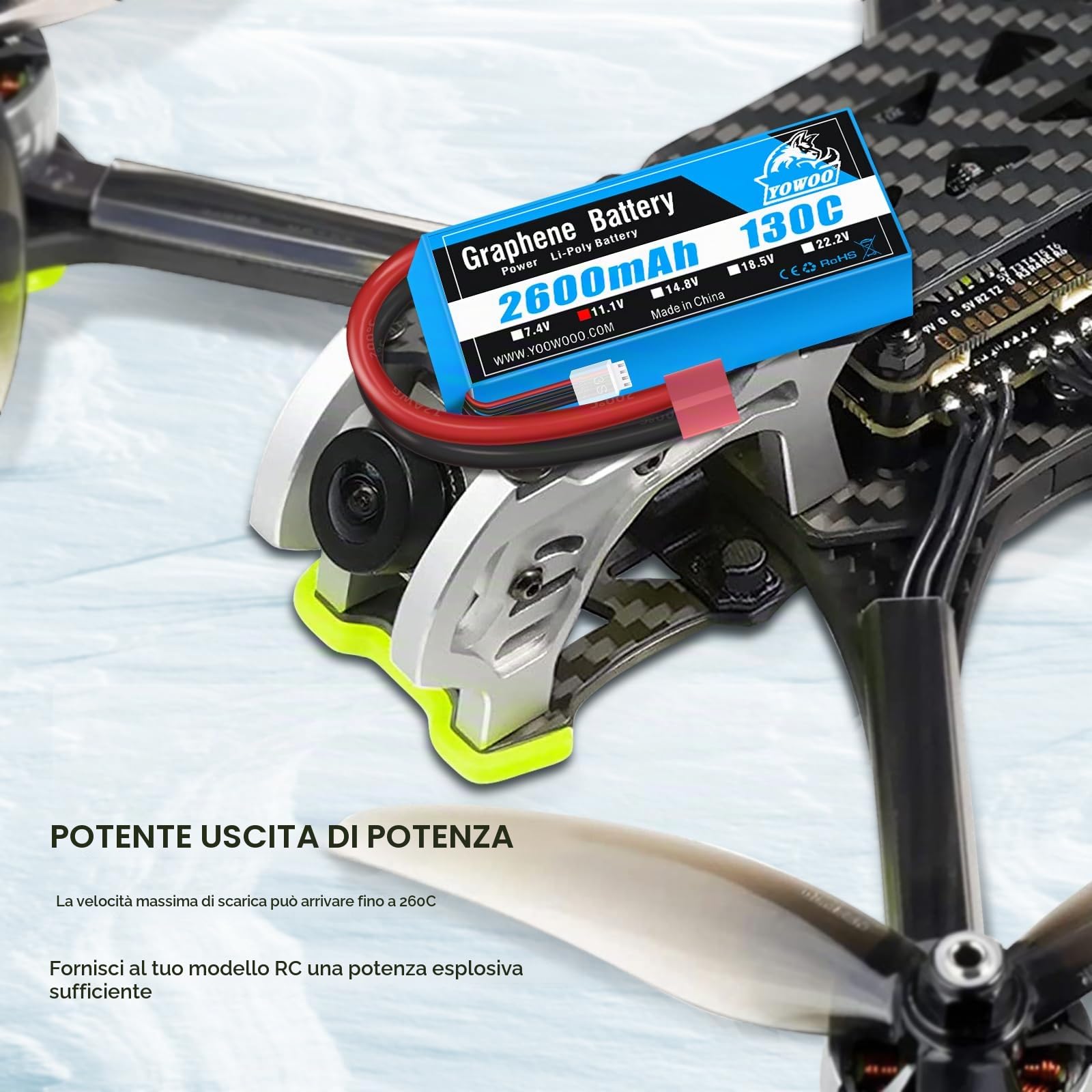 Yowoo 2 Pack Batteria Grafene Lipo 3s 11.1V 130C 2600mAh Lipo con Deans Plug per Easy-Pro Glider PZ P-47 Addiction X 3D Plane Large Park Volantini E flite RC Aereo Elicottero Auto Camion Barca Drone