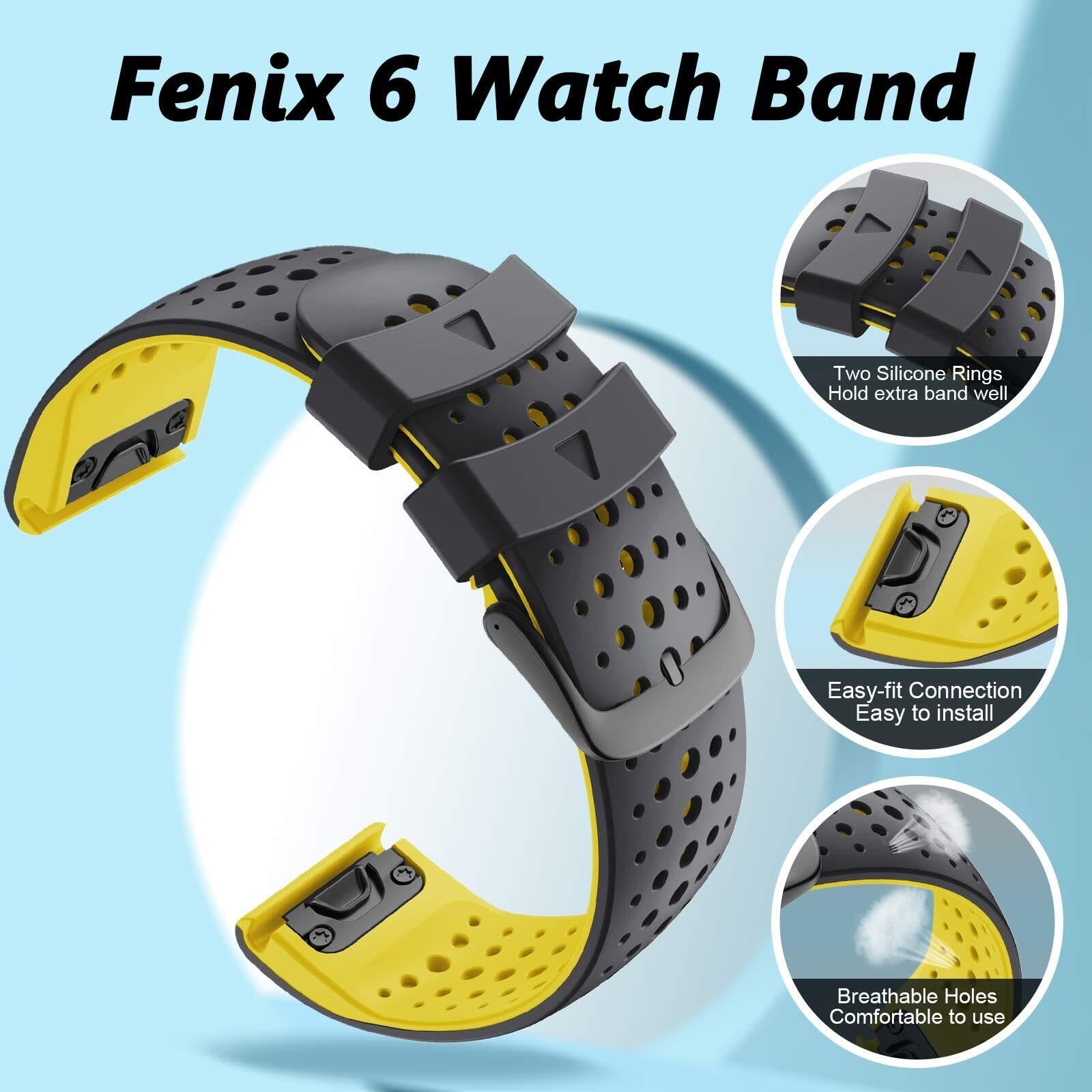 22 mm pour 5 Watch Band Easy-ATS Silicone Soft Sport Remplasment 7 / Plus / 6/6 Pro Smartwatches