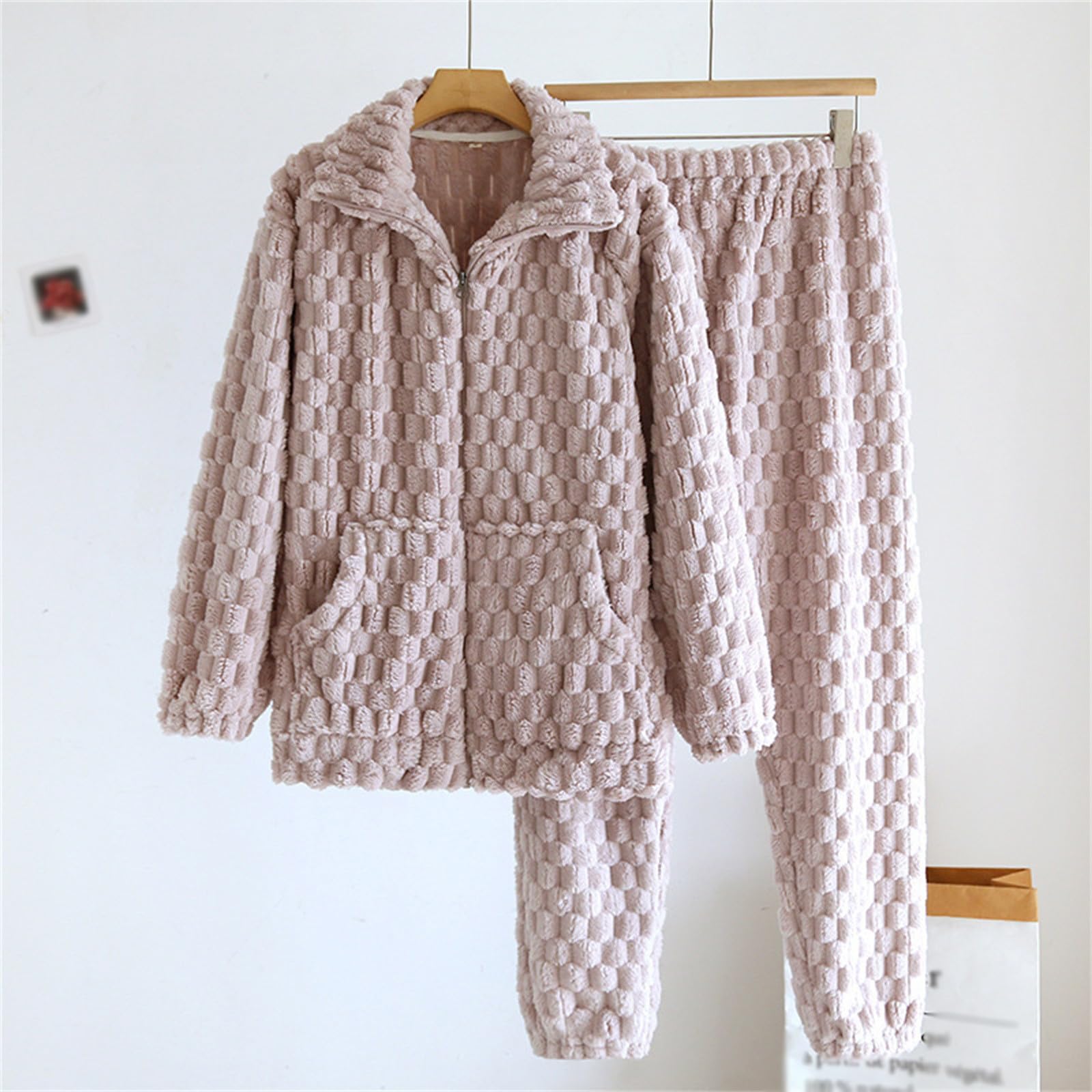 Herren Schlafanzug Karierter Zweiteiliger Nightwear Set Total Comfort Oberteil und Elastischer Bund Pyjamahose Nachtwäsche Entspannungskleidung Stil Trendy Festlich Vibrant