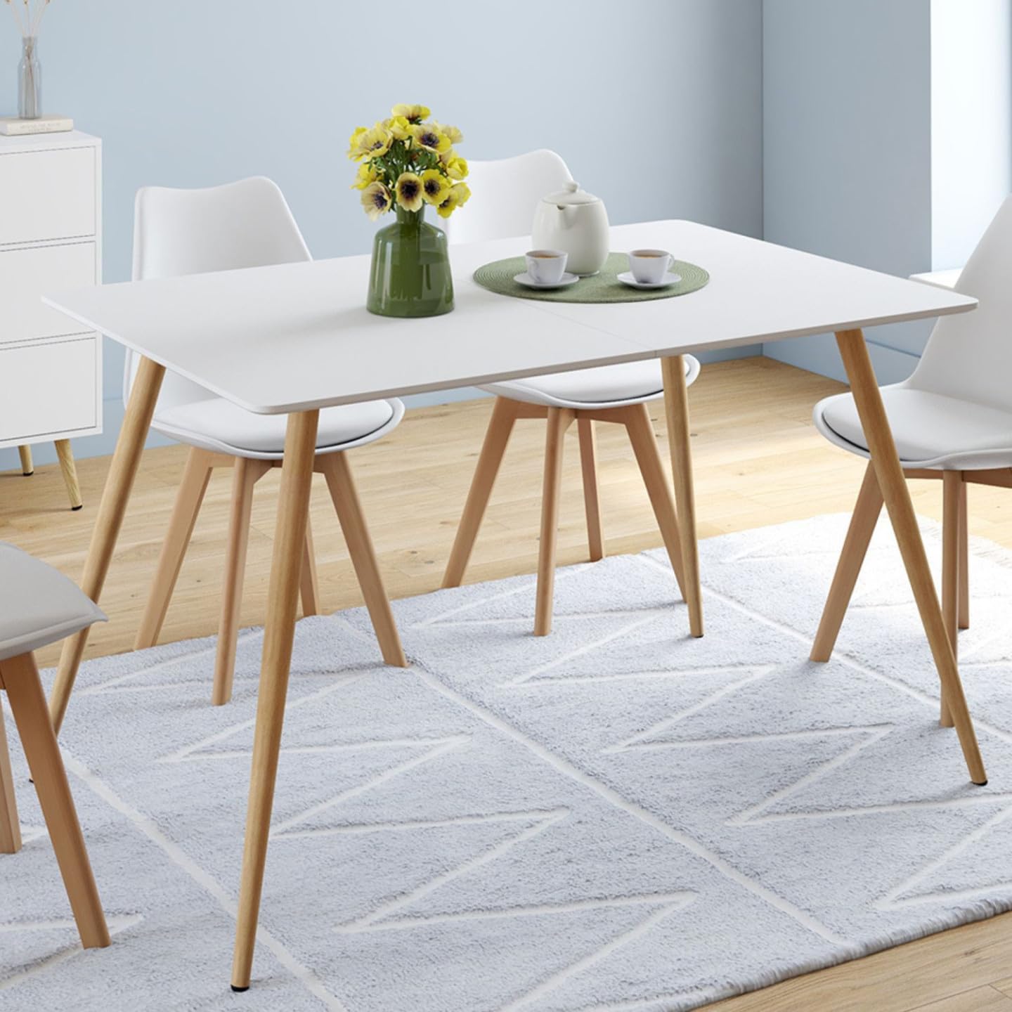 IDMarket - Tavolo da pranzo scandinavo per 6 persone bianco 120 cm SARA