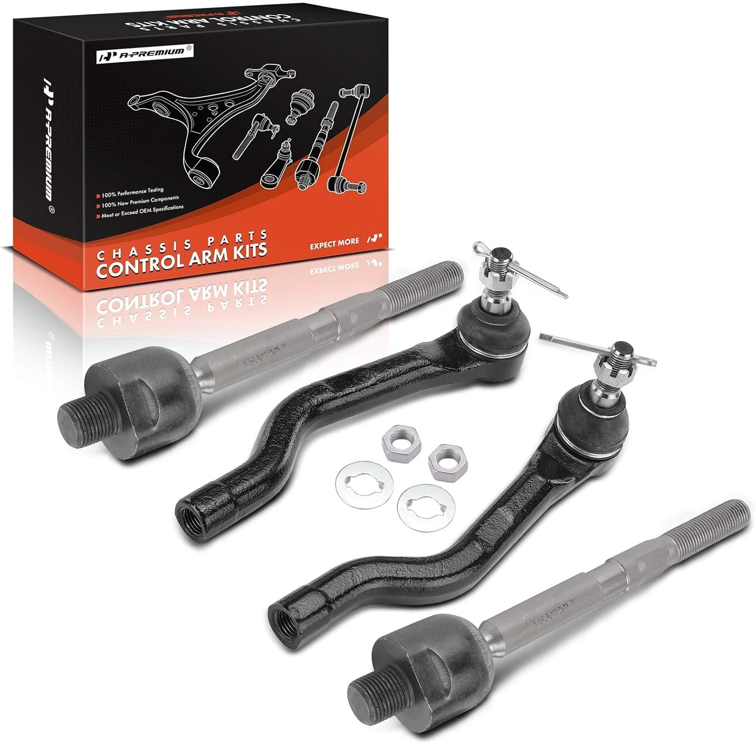 A-Premium Set of 4, Front Inner & Outer Tie Rod End Kit, Compatible with Honda Accord 2013-2017 & Acura TLX 2015-2020, 2.0L 3.5L