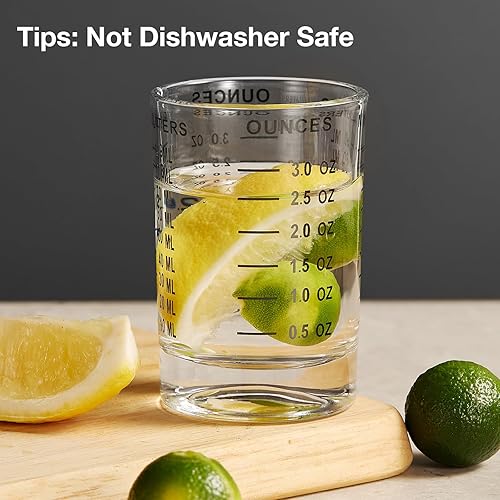 Miniatura 4 de Paquete de 2 vasos medidores de chupito, jigger de base pesada de 3 onzas, vaso de chupito de espresso, vaso de vidrio líquido, vasos de chupito