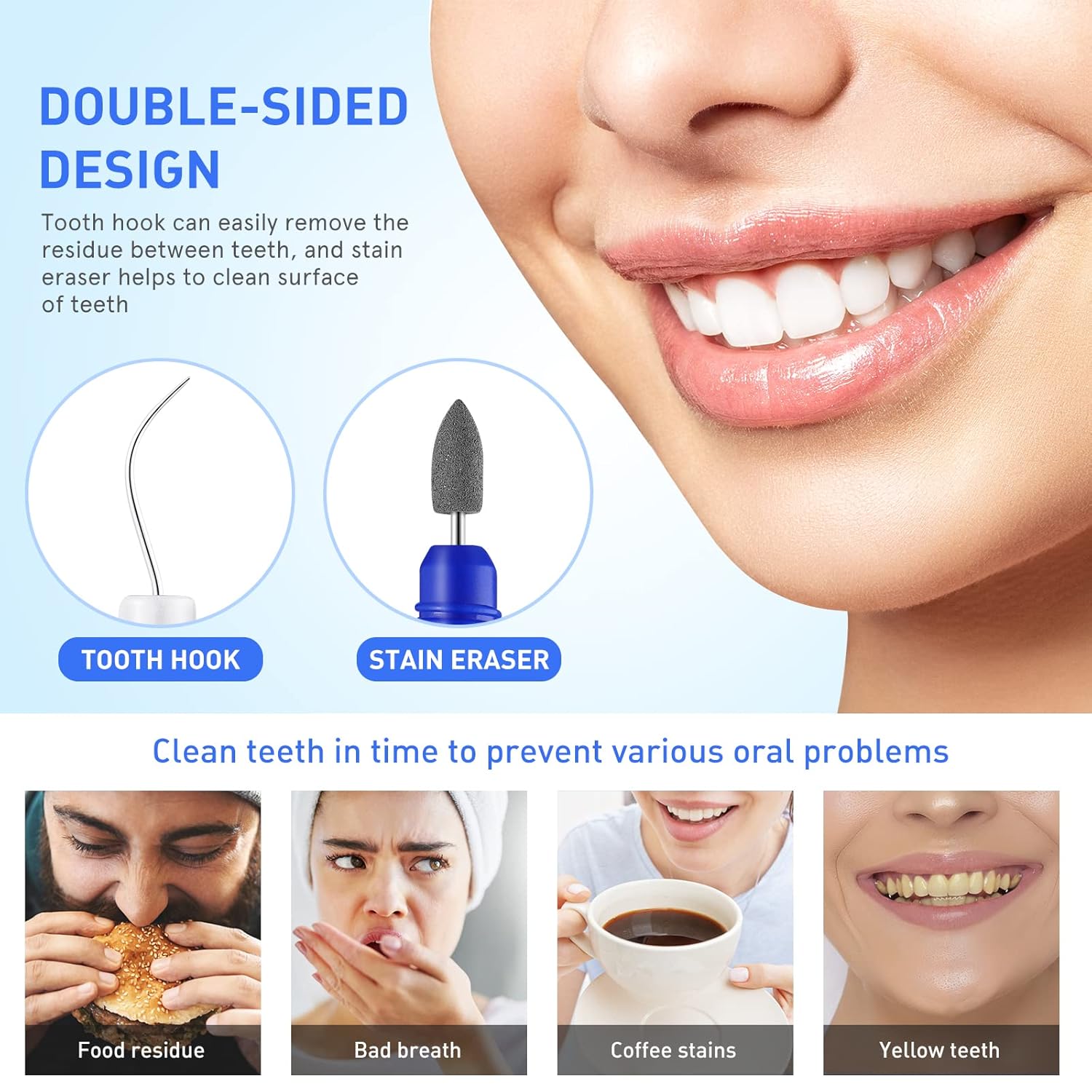 2 Peças Ferramenta de Limpeza Dental Portátil para Remover Manchas e Placa dos Dentes - Higiene Bucal Eficaz - Imagem 8