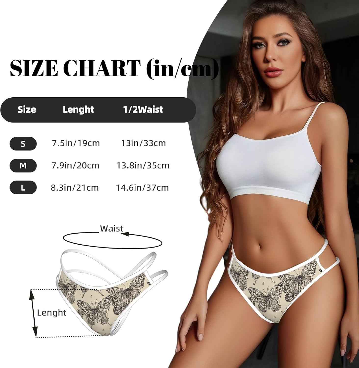 Butterfly Pattern01 Print Sexy Underwear G String Thongs For Women Low Rise No Show Workout Panties For Sports And Yoga