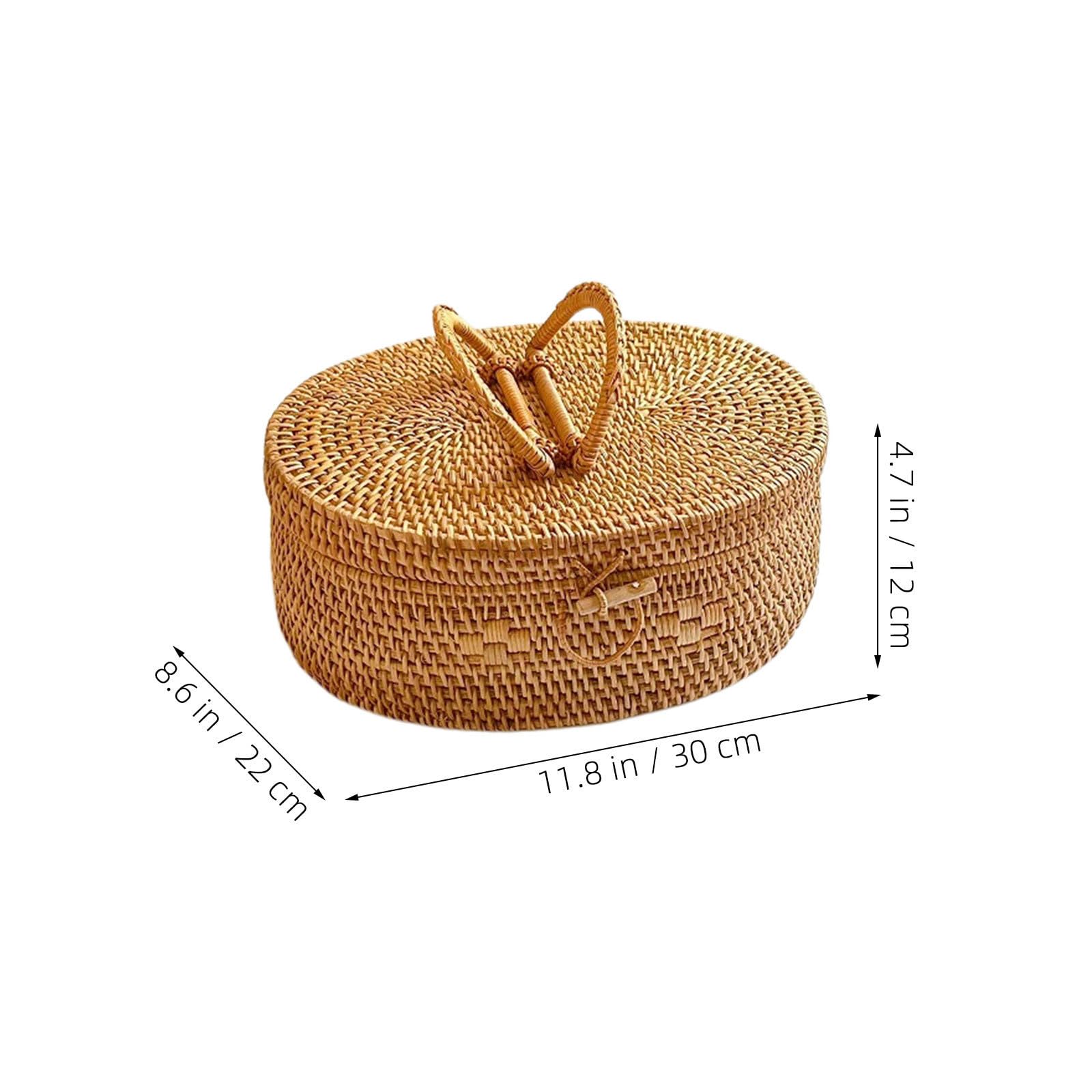 Cesta de Ratán Ovalada con Asa para Picnic y Almacenamiento al Aire Libre, Gran Capacidad, Superficie, Estilo Boho Natural para Camping y Eventos