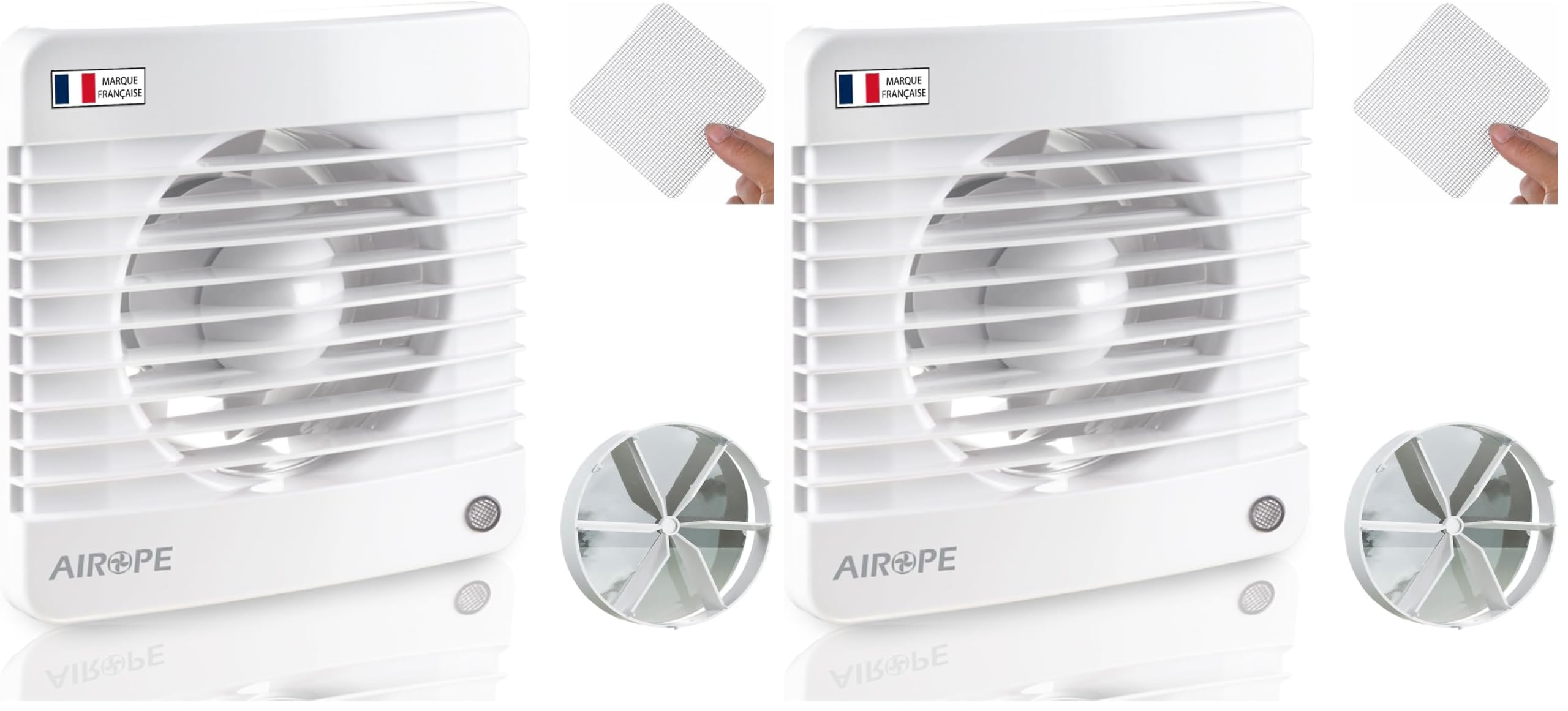 Ventilador extractor de baño aire 100 mm Silencioso con válvula Anti retorno + mosquitera integrada,7 W,silencioso,bajo consumo Garantía 5 AÑOS (Paquete de 2)