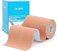 Vista 1 de OK TAPE Cinta de kinesiología de algodón original regular (paquete de 2), cinta atlética terapéutica elástica resistente al agua, sin látex