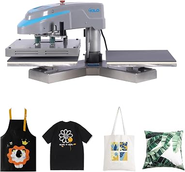 16 x 16 Inch Pneumatic Dual Platen Heat Press Machine, Double Station Swing Away Heat Press with LCD Digital Control, Teflon Coated Upper Plate for T-Shirts, Sublimation & HTV
