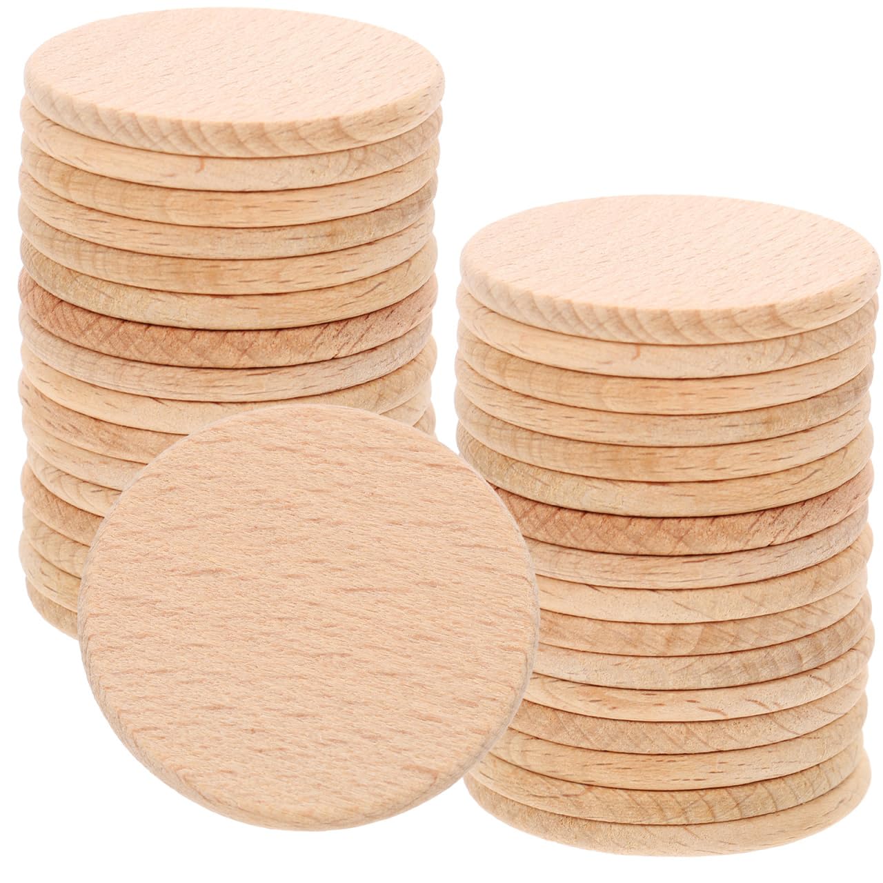 Amazon.co.jp: 50pcs 円形 板 木材 丸い 木の板 スライス ディスく