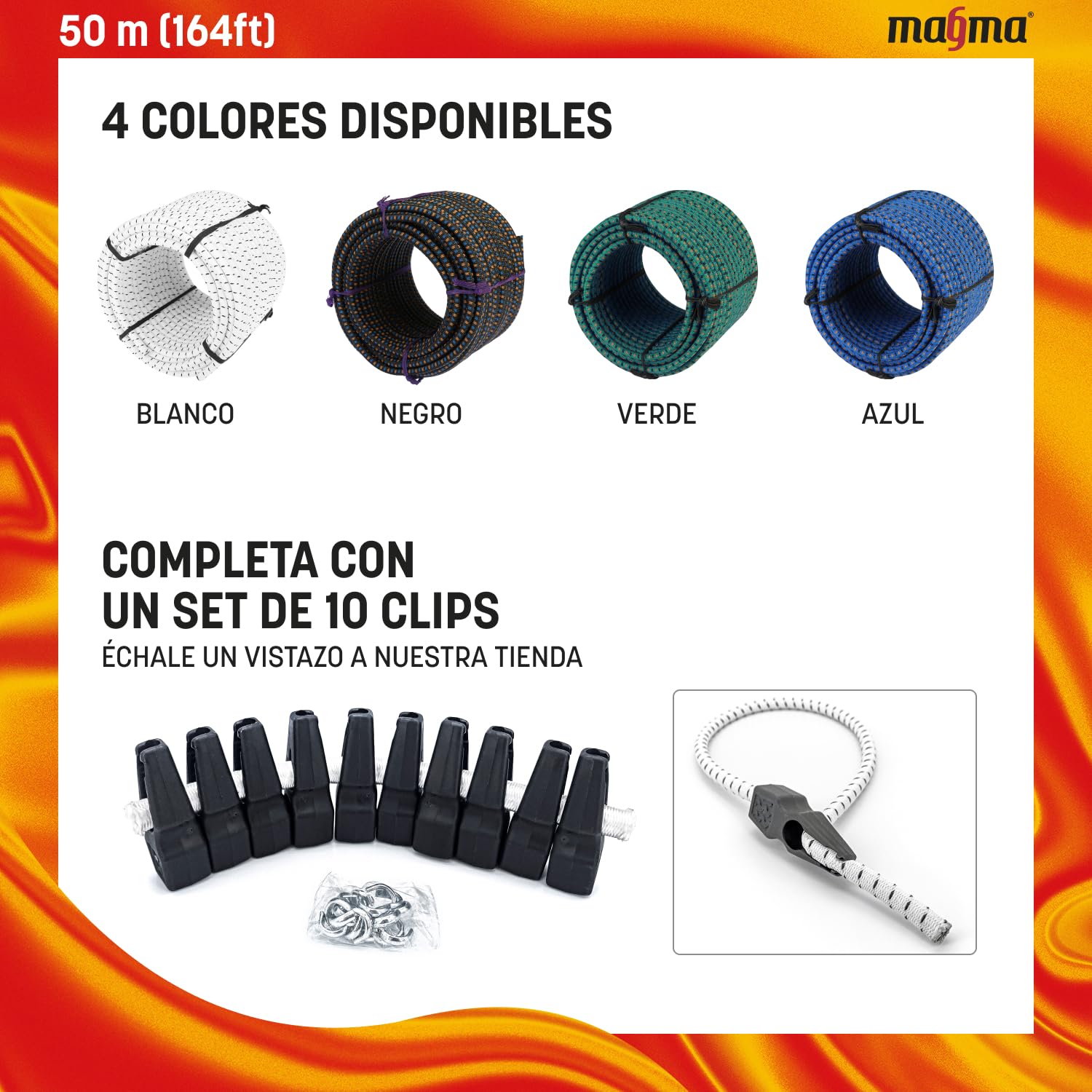 MAGMA Cuerda Elastica 8mm, 25m. Monotex Polietileno. Piscinas (Standard NF P 90-308) Toldos Acampadas Exteriores Manualidades Nautica Amarres Escalada Resistente al Agua (Blanco)