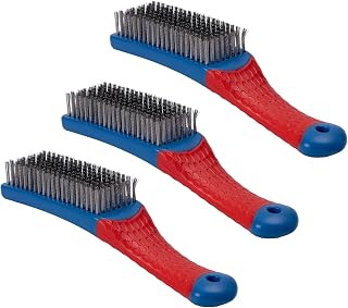 Stainless Steel Wire Brushes Set, 3 Pcs, 16 cm, 3.5 cm Width | Heavy Duty Metal Brush, Rust and Paint Removal, Cleaning Scratch Brush, Ergonomic Handle