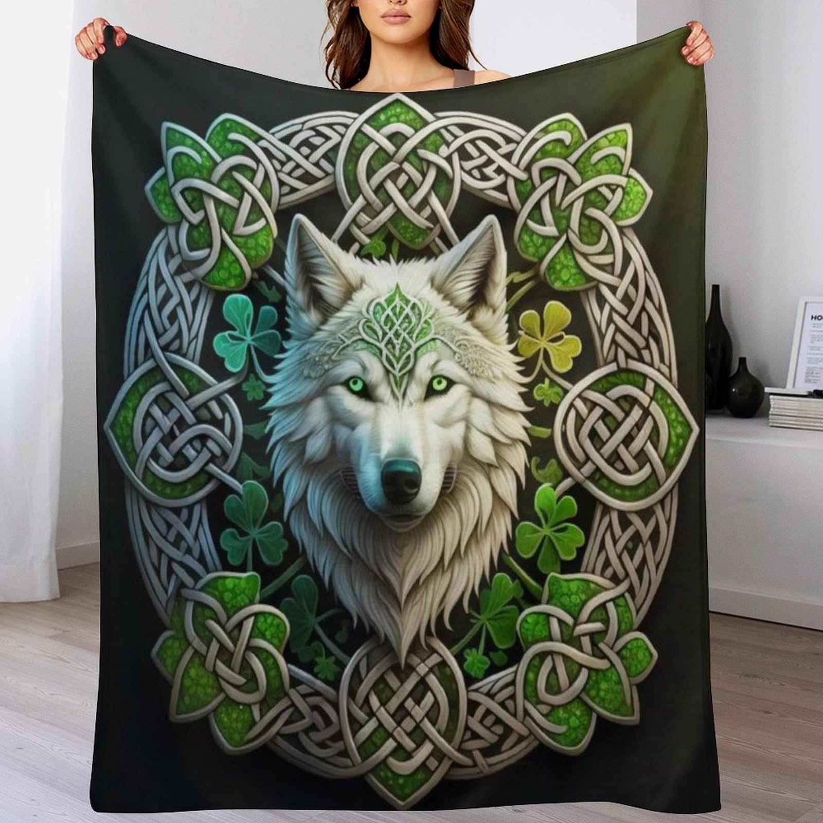 Wolf Fleece Decke, Flauschige Kuscheldecken, Superweiche Leichte Flannel Wohndecke Mit Druck Für Couch Bett/Sofa（150×200cm）