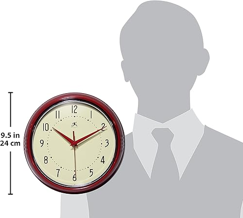 Miniatura 2 de Infinity Instruments Retro reloj de pared redondo de metal rojo