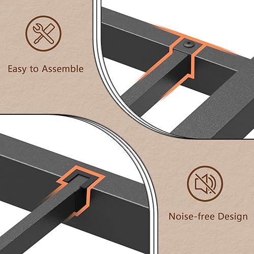 Miniatura 9 de Marco de cama individual para niños, marco de cama de plataforma de metal tamaño individual con estación de carga y luces LED, cabecera tapizada y