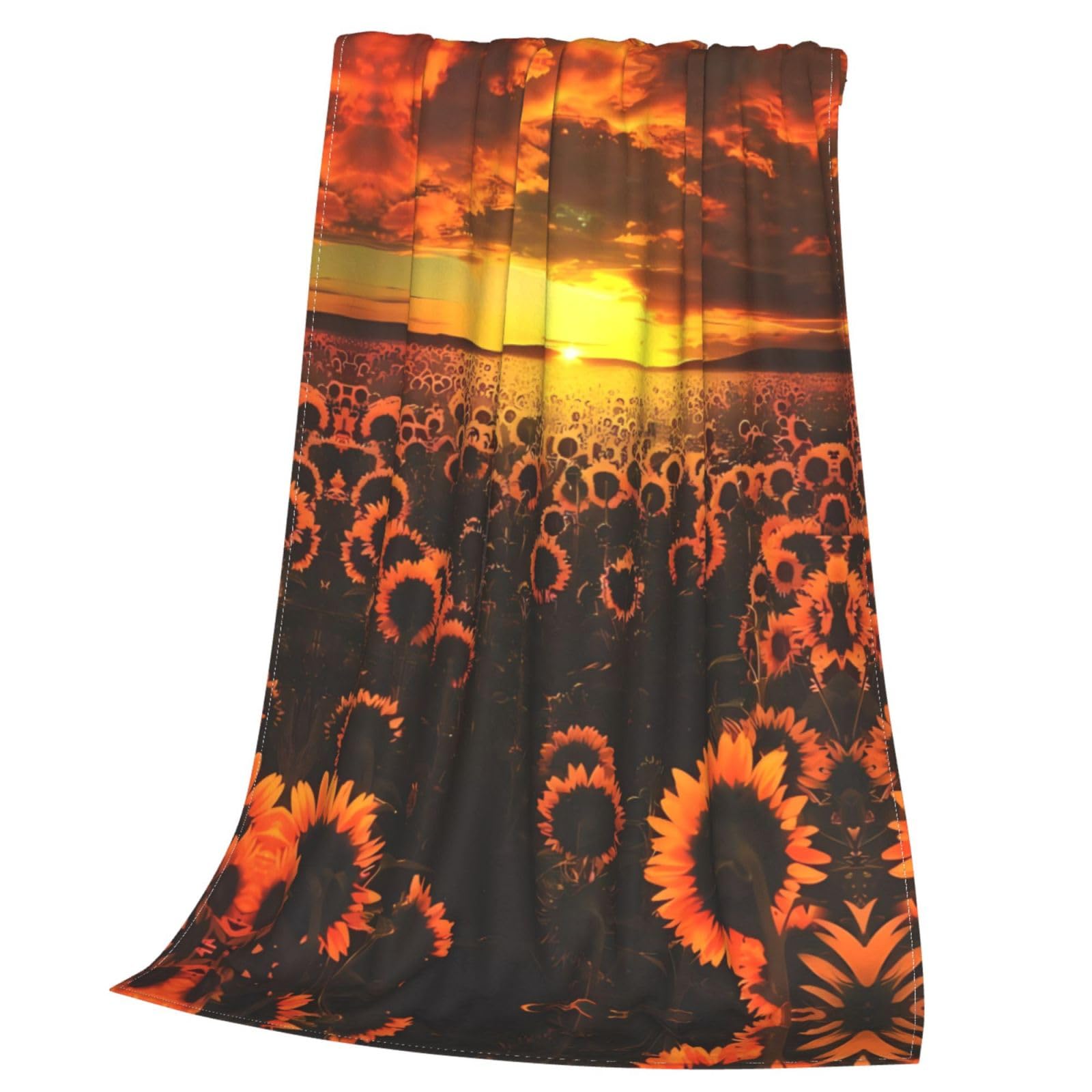 Perinsto Coperta In Pile Floreale – Morbida E Calda, 200x150 Cm, Girasoli E Cardinali, Per Divano E Letto