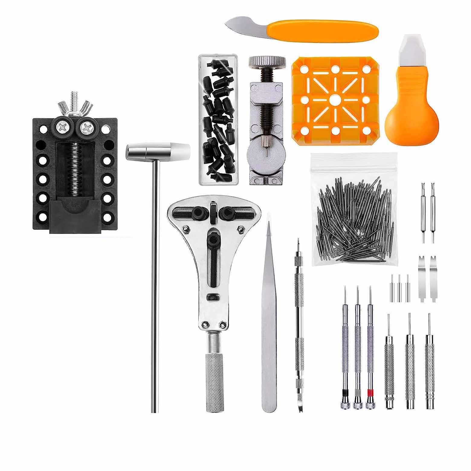 UPTODATETOOLS Hand Tool Kit 187Pcs Watch Tool Kit with Watch Link Pin Remover Tools and Watch Back Case Removal Tools for Watch Strap Remover,