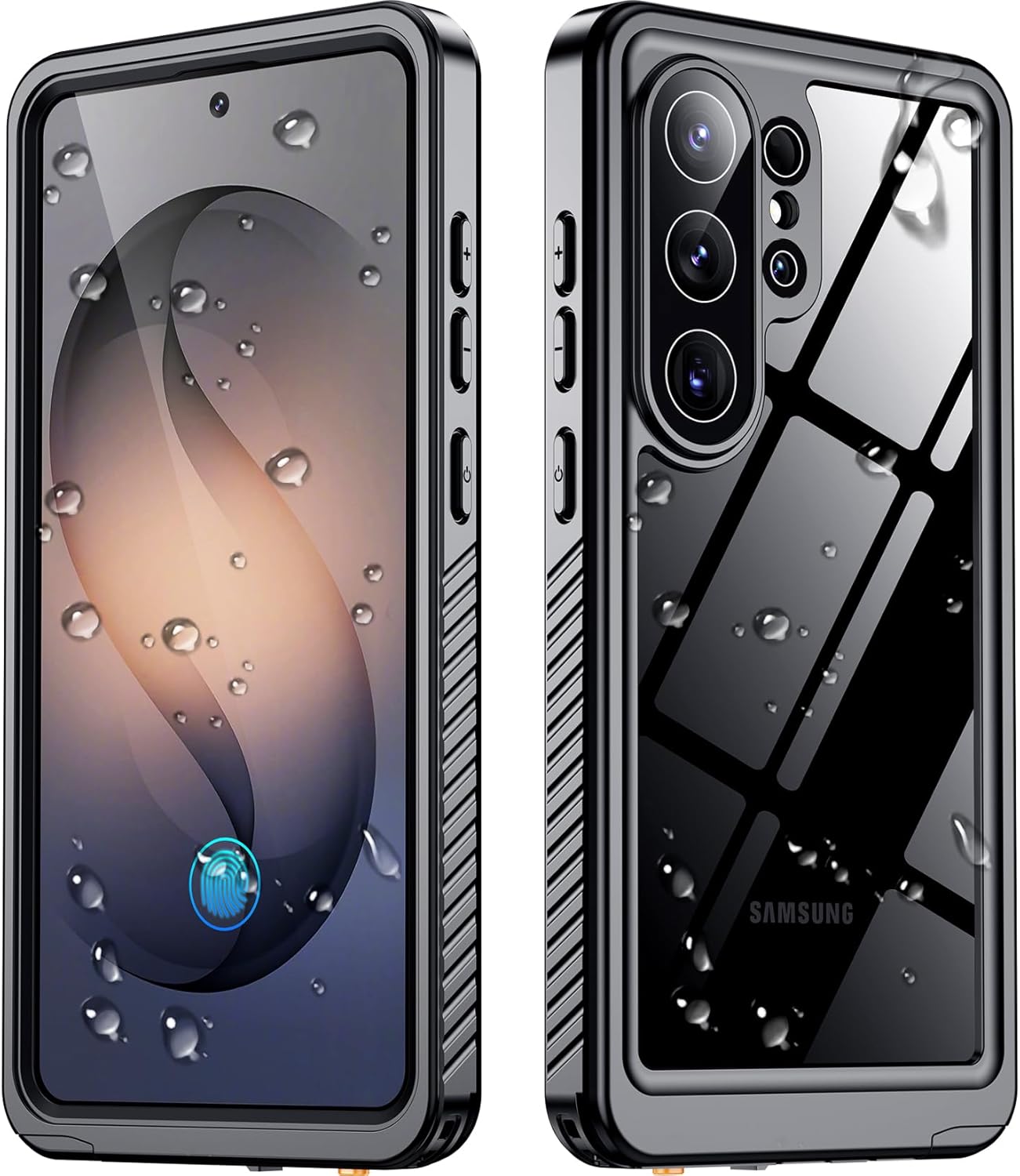 SPIDERCASE Designed for Samsung Galaxy S26 Ultra Case Waterproof,Built-in Screen & Camera Lens Protector[IP68 Underwater] [Military Grade Shockproof] Full Body Protection Phone Case,Black/Clear